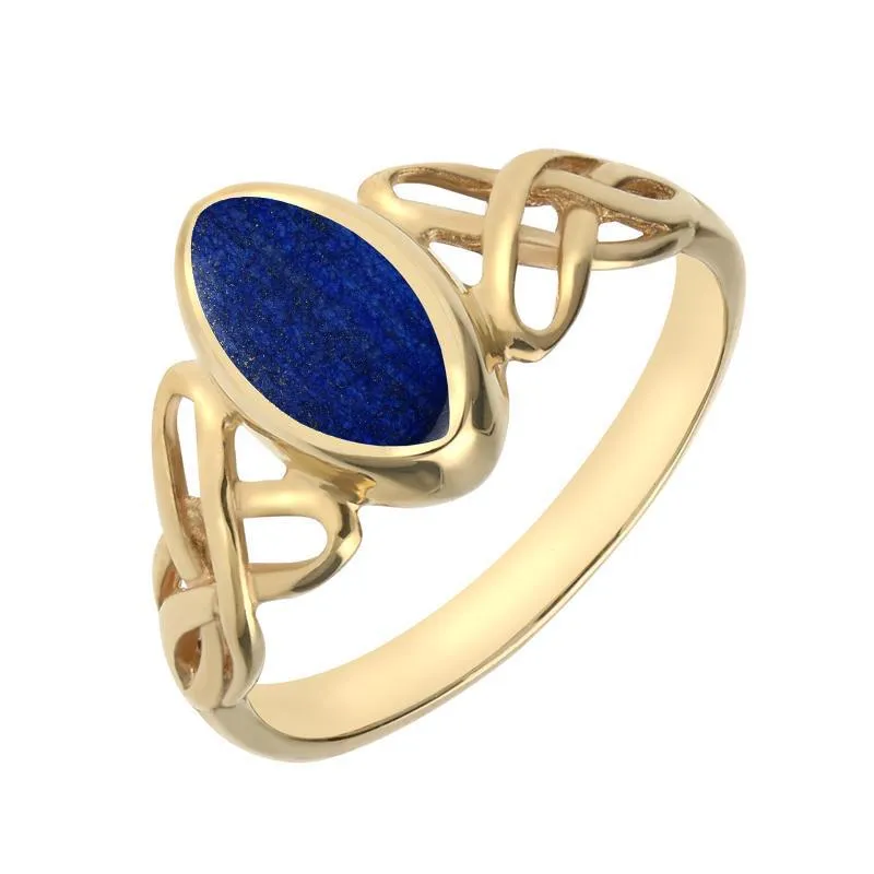 9ct Yellow Gold Lapis Lazuli Marquise Celtic Ring sold by Jura Watches