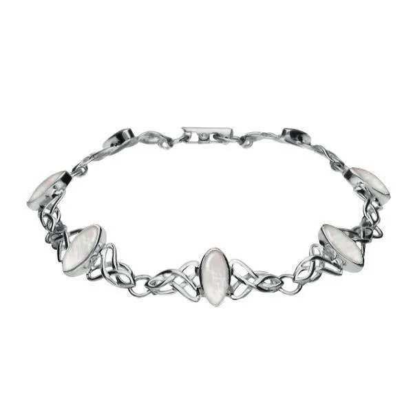 Sterling Silver Mother of Pearl Marquise Shaped Celtic Bracelet sold by Jura Watches