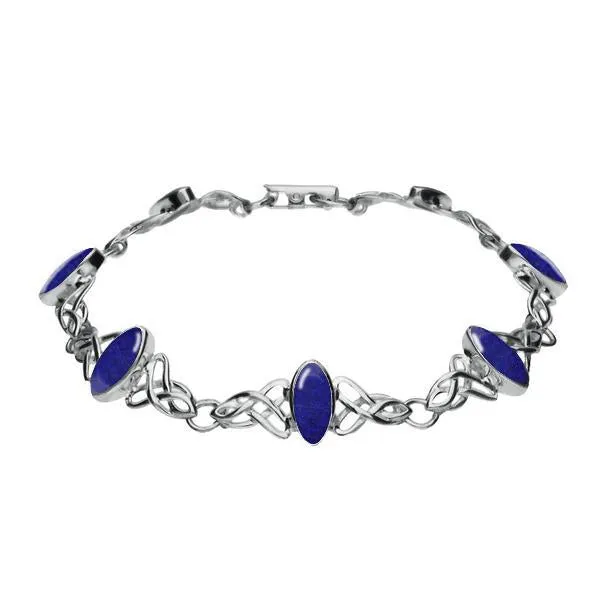 Sterling Silver Lapis Lazuli Marquise Shaped Celtic Bracelet sold by Jura Watches