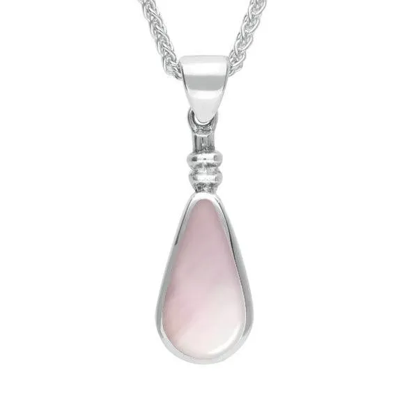 Sterling Silver Pink Mother of Pearl Bottle Top Pear Necklace sold by Jura Watches