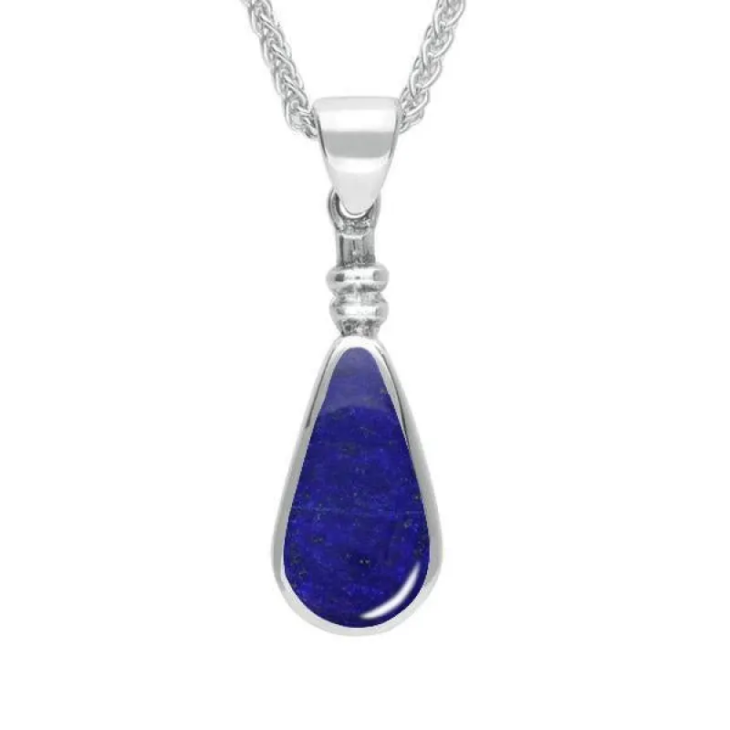 Sterling Silver Lapis Lazuli Bottle Top Pear Necklace sold by Jura Watches