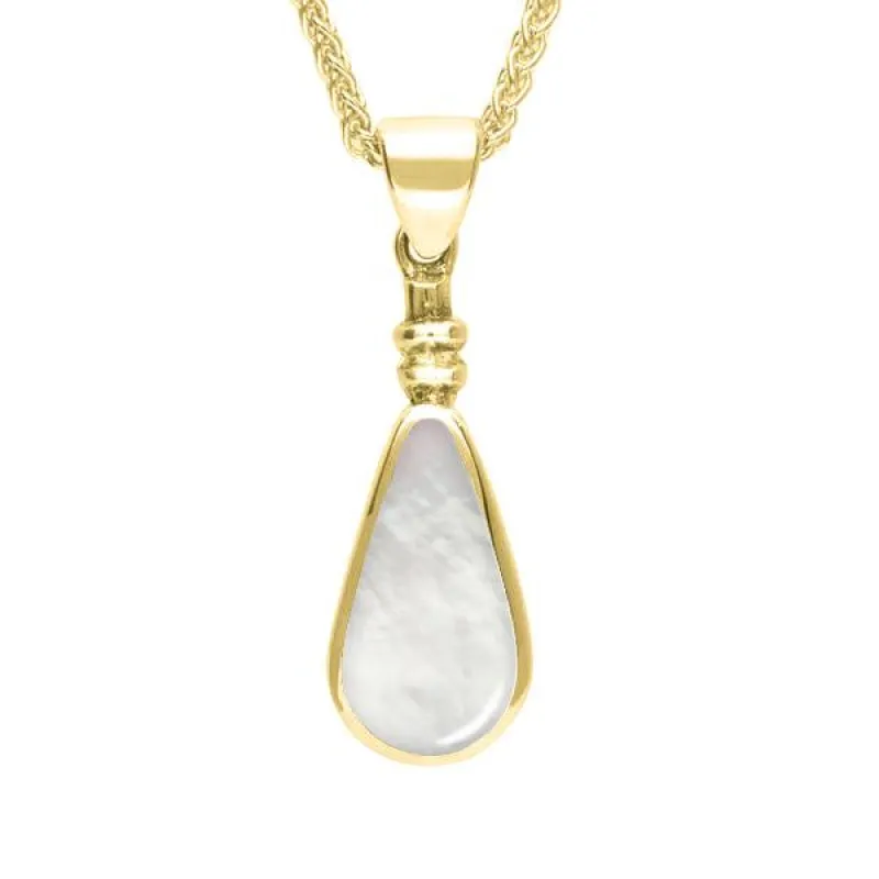 9ct Yellow Gold Mother of Pearl Bottle Top Pear Necklace sold by Jura Watches