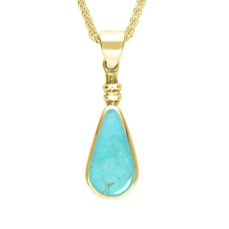 9ct Yellow Gold Turquoise Bottle Top Pear Necklace sold by Jura Watches