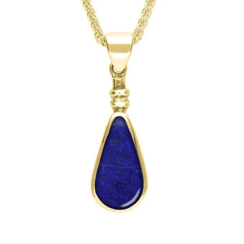 9ct Yellow Gold Lapis Lazuli Bottle Top Pear Necklace sold by Jura Watches
