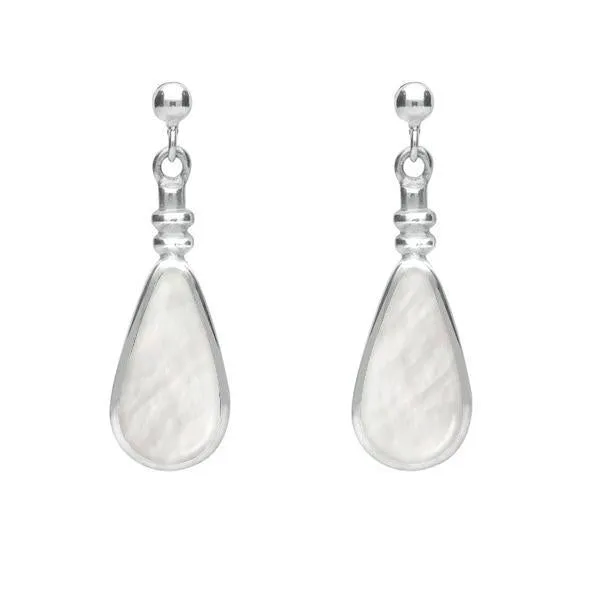 Sterling Silver Mother of Pearl Bottle Top Pear Drop Earrings sold by Jura Watches