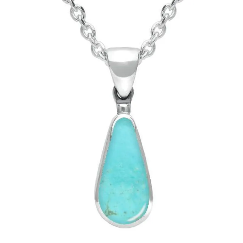 Sterling Silver Turquoise Small Pear Necklace sold by Jura Watches