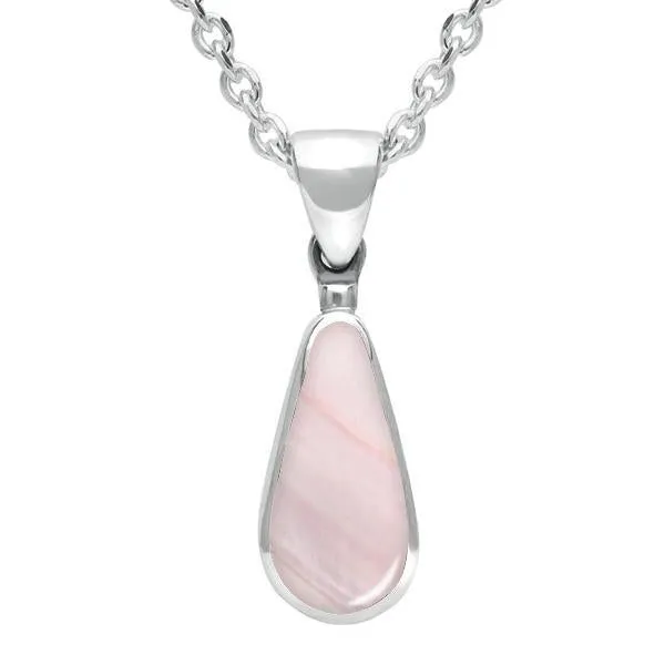 Sterling Silver Pink Mother of Pearl Small Pear Necklace sold by Jura Watches