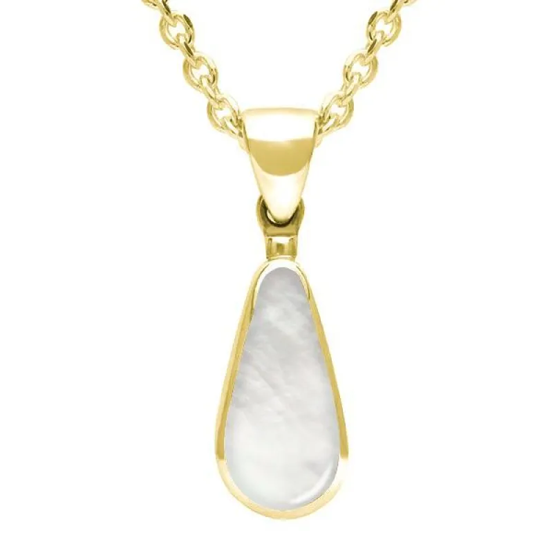 9ct Yellow Gold Mother of Pearl Small Pear Necklace sold by Jura Watches