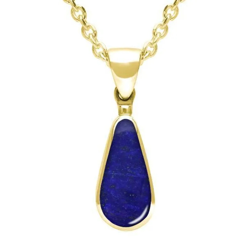 9ct Yellow Gold Lapis Lazuli Small Pear Necklace sold by Jura Watches