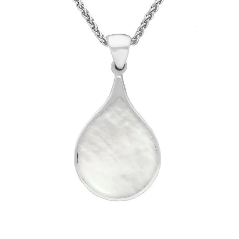 Sterling Silver Mother of Pearl Balloon Shaped Necklace sold by Jura Watches