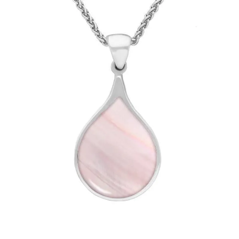 Sterling Silver Pink Mother of Pearl Balloon Shaped Necklace sold by Jura Watches
