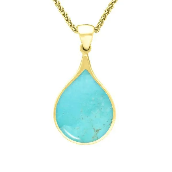 9ct Yellow Gold Turquoise Balloon Shaped Necklace sold by Jura Watches