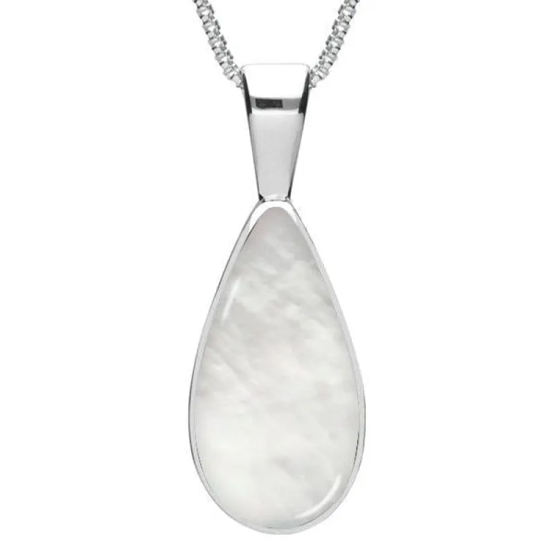 Sterling Silver Mother of Pearl Classic Teardrop Necklace sold by Jura Watches