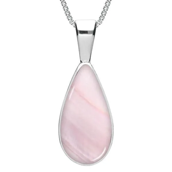 Sterling Silver Pink Mother of Pearl Classic Teardrop Necklace sold by Jura Watches