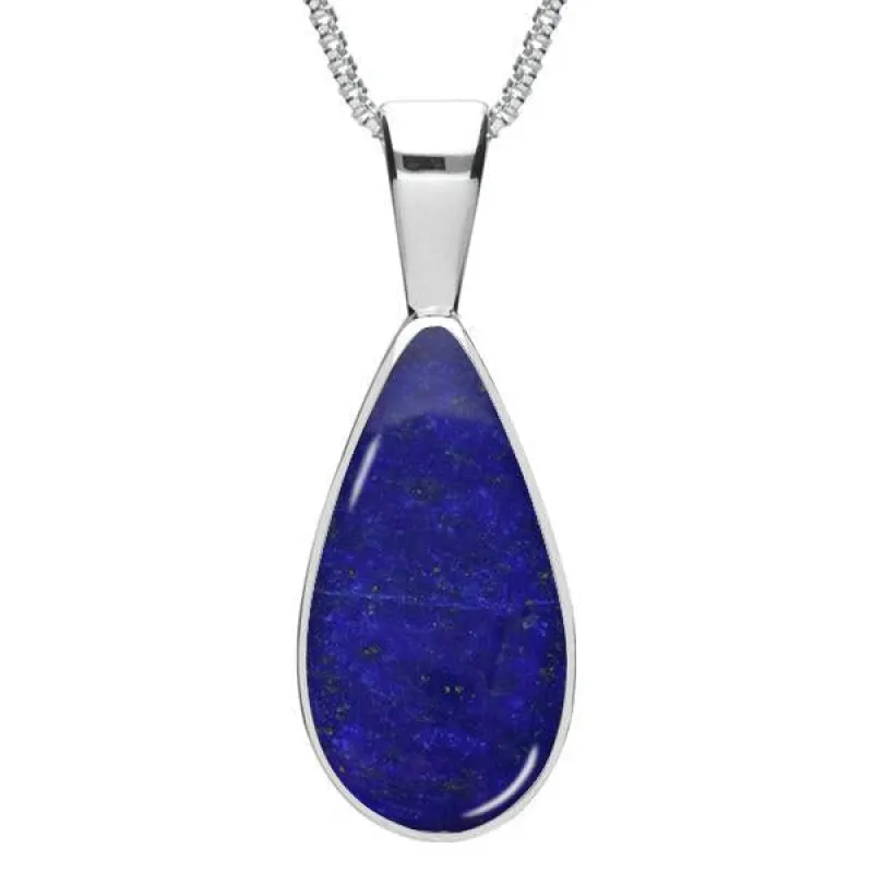 Sterling Silver Lapis Lazuli Classic Teardrop Necklace sold by Jura Watches