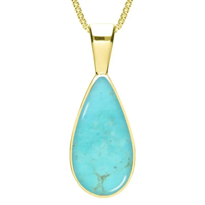 9ct Yellow Gold Turquoise Classic Teardrop Necklace sold by Jura Watches