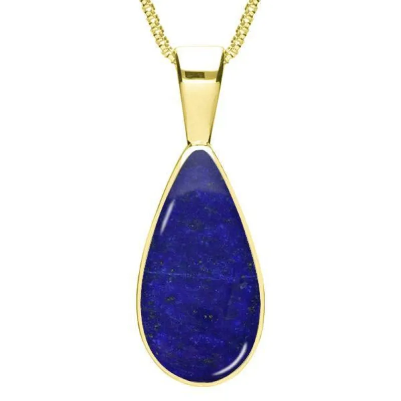 9ct Yellow Gold Lapis Lazuli Classic Teardrop Necklace sold by Jura Watches