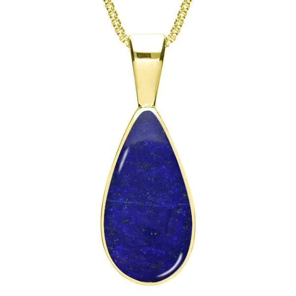 9ct Yellow Gold Lapis Lazuli Classic Teardrop Necklace sold by Jura Watches