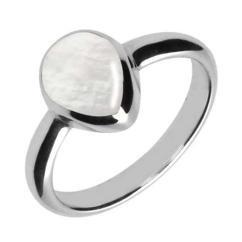 Sterling Silver Mother of Pearl Pear Shaped Ring sold by Jura Watches