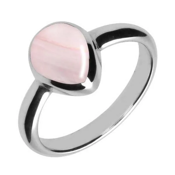Sterling Silver Pink Mother of Pearl Pear Shaped Ring sold by Jura Watches