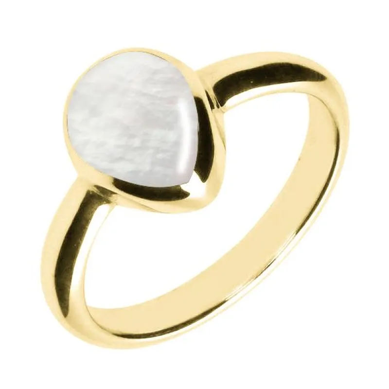 9ct Yellow Gold Mother of Pearl Pear Shaped Ring sold by Jura Watches