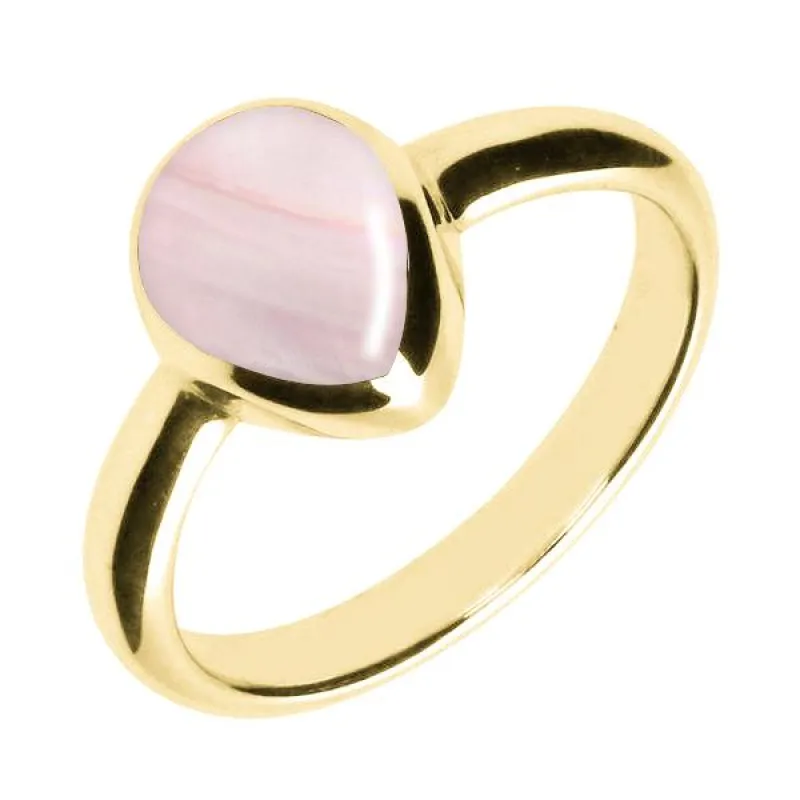 9ct Yellow Gold Pink Mother of Pearl Pear Shaped Ring sold by Jura Watches