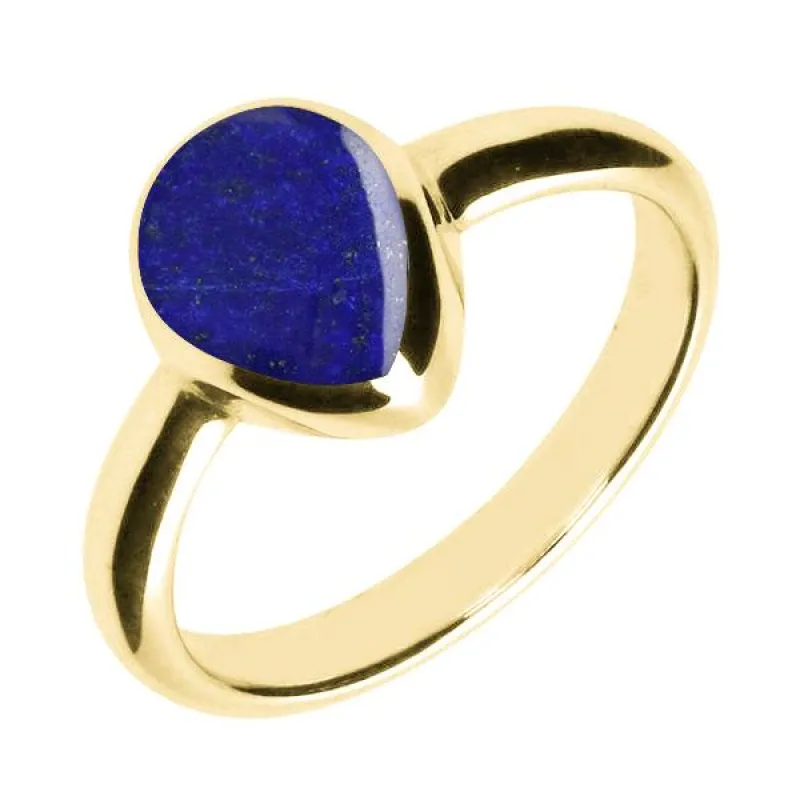 9ct Yellow Gold Lapis Lazuli Pear Shaped Ring sold by Jura Watches