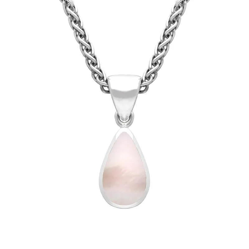 Sterling Silver Pink Mother of Pearl Dinky Pear Necklace sold by Jura Watches