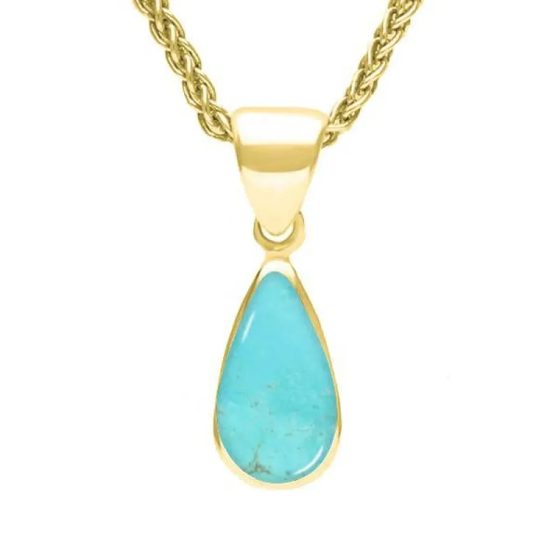 9ct Yellow Gold Turquoise Dinky Pear Necklace sold by Jura Watches