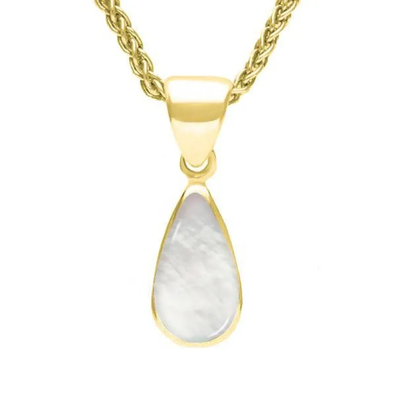 9ct Yellow Gold Mother of Pearl Dinky Pear Necklace sold by Jura Watches