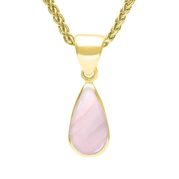 9ct Yellow Gold Pink Mother of Pearl Dinky Pear Necklace sold by Jura Watches