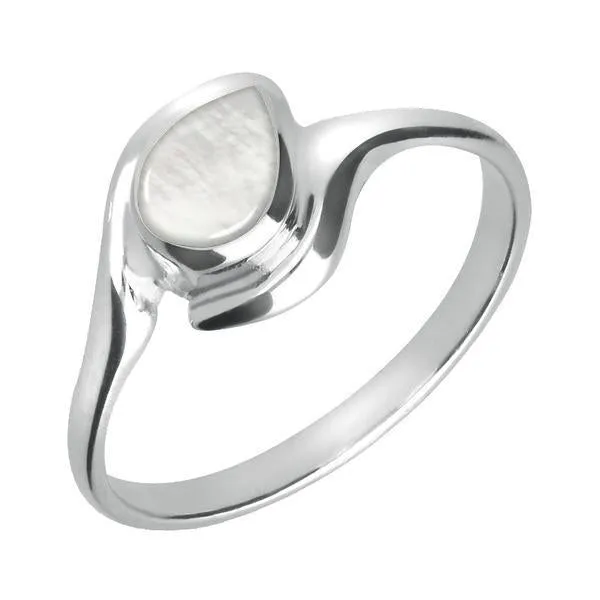 Sterling Silver Mother of Pearl Offset Pear Ring sold by Jura Watches