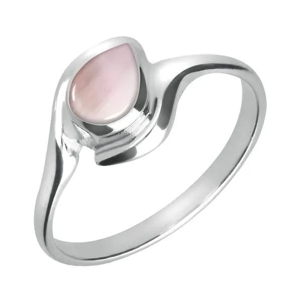 Sterling Silver Pink Mother of Pearl Offset Pear Ring sold by Jura Watches