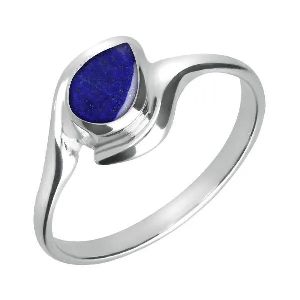 Sterling Silver Lapis Lazuli Offset Pear Ring sold by Jura Watches
