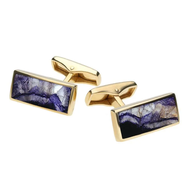 9ct Yellow Gold Blue John Slim Oblong Cufflinks sold by Jura Watches