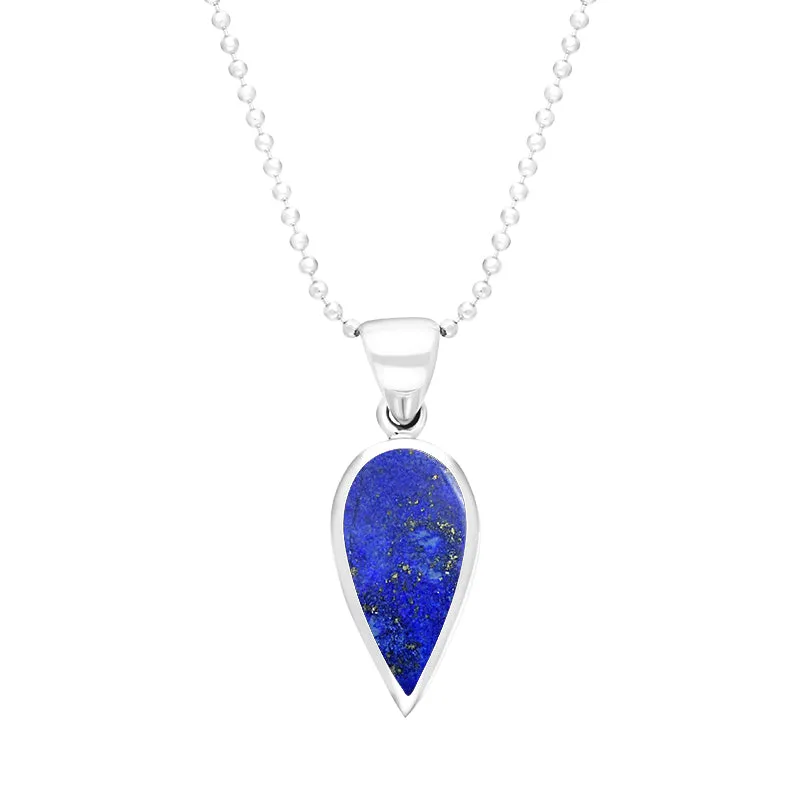 Sterling Silver Lapis Lazuli Small Upside Down Pear Necklace sold by Jura Watches