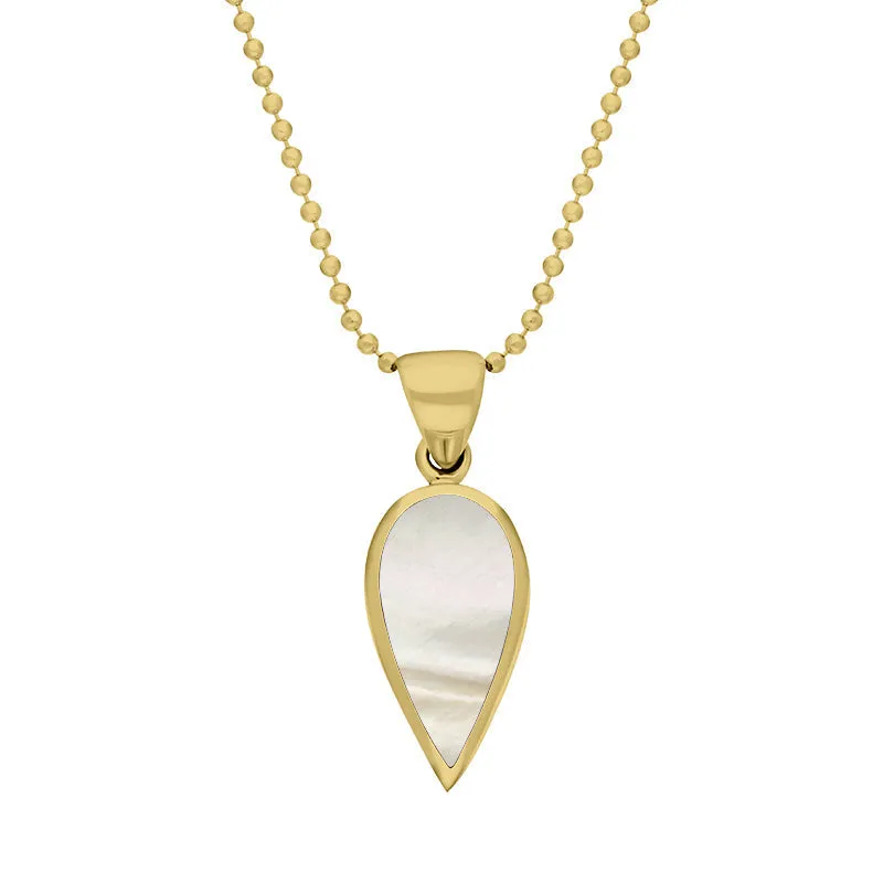 9ct Yellow Gold Mother of Pearl Small Upside Down Pear Necklace sold by Jura Watches
