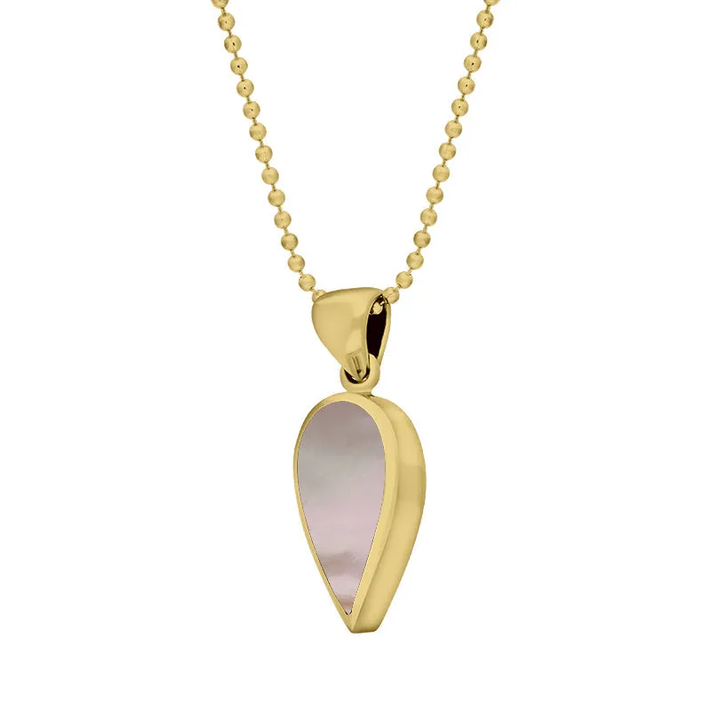 9ct Yellow Gold Pink Mother of Pearl Small Upside Down Pear Necklace sold by Jura Watches product image thumbnail 2