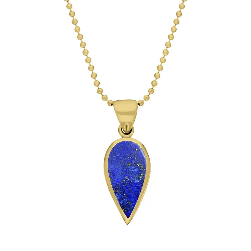 9ct Yellow Gold Lapis Lazuli Small Upside Down Pear Necklace sold by Jura Watches