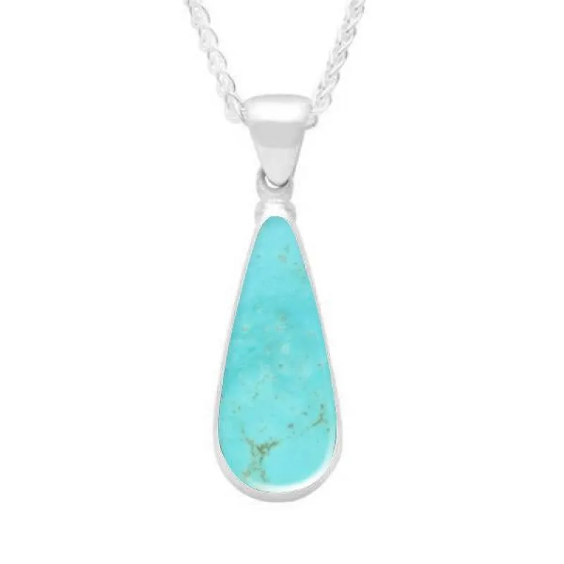 Sterling Silver Turquoise Long Pear Necklace sold by Jura Watches