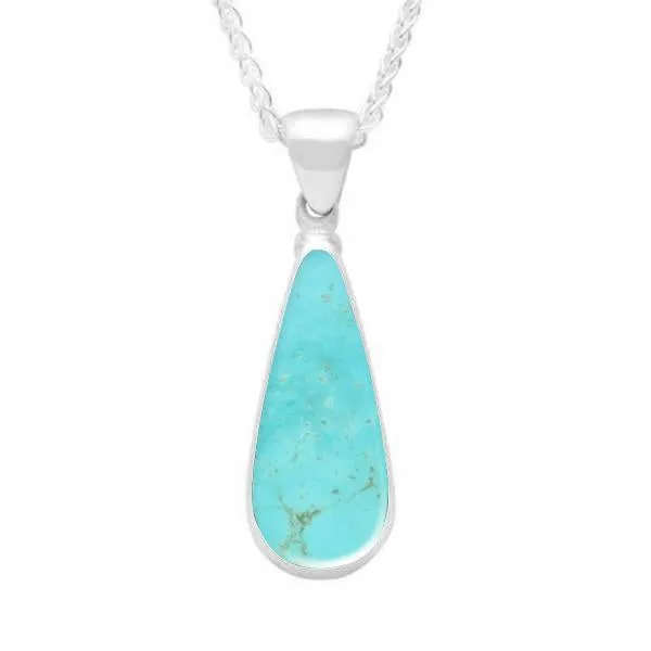 Sterling Silver Turquoise Long Pear Necklace sold by Jura Watches