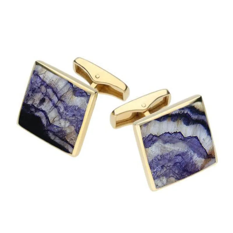 9ct Yellow Gold Blue John Square Shaped Cufflinks sold by Jura Watches