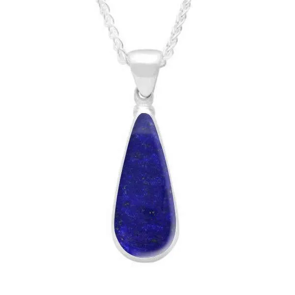Sterling Silver Lapis Lazuli Long Pear Necklace sold by Jura Watches