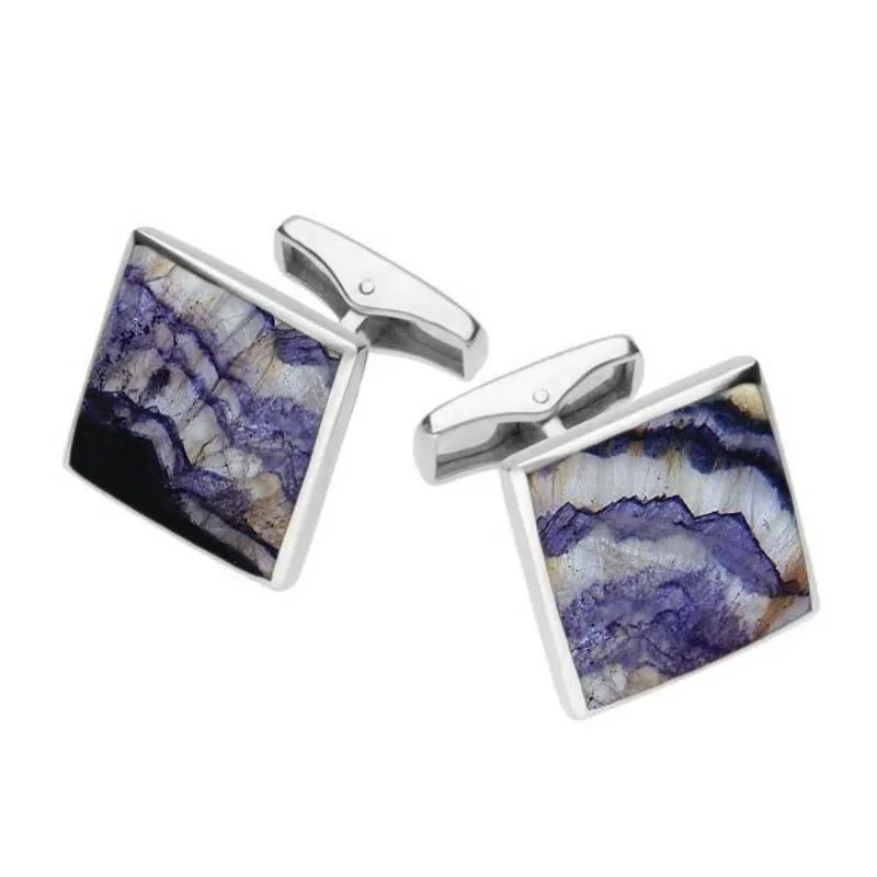 Sterling Silver Blue John Square Shaped Cufflinks sold by Jura Watches