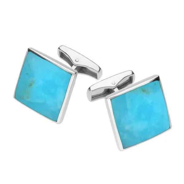 Sterling Silver Turquoise Square Shaped Cufflinks sold by Jura Watches