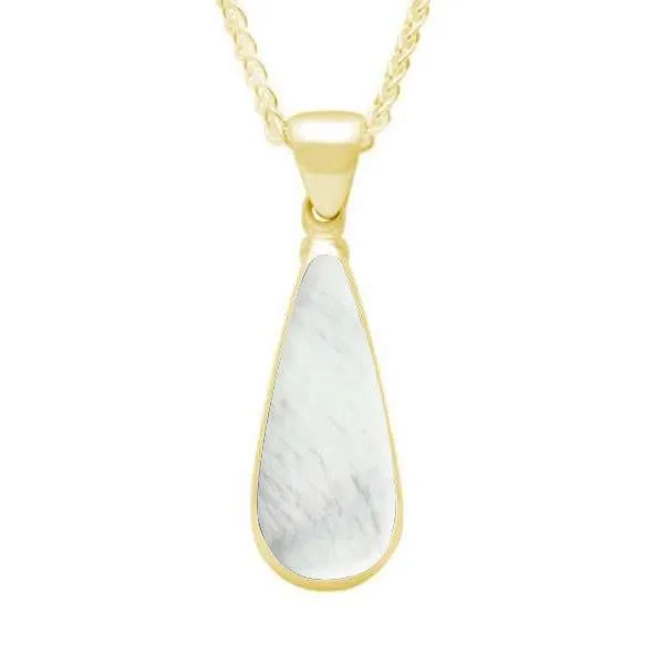 9ct Yellow Gold Mother of Pearl Long Pear Necklace sold by Jura Watches