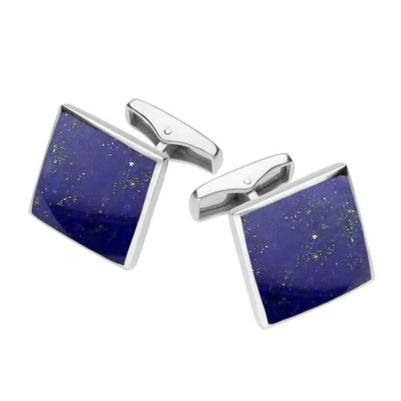 Sterling Silver Lapis Lazuli Square Shaped Cufflinks sold by Jura Watches