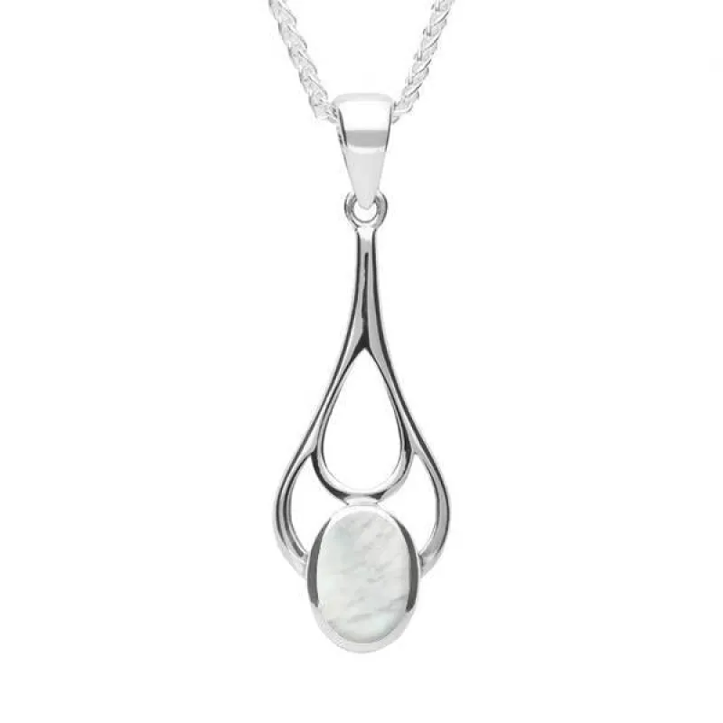 Sterling Silver Mother of Pearl Oval Spoon Necklace sold by Jura Watches