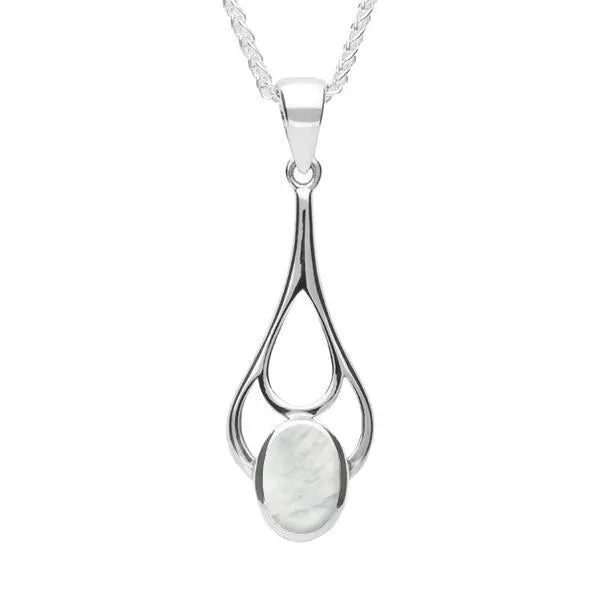 Sterling Silver Mother of Pearl Oval Spoon Necklace sold by Jura Watches