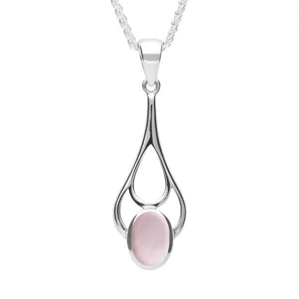 Sterling Silver Pink Mother of Pearl Oval Spoon Necklace sold by Jura Watches